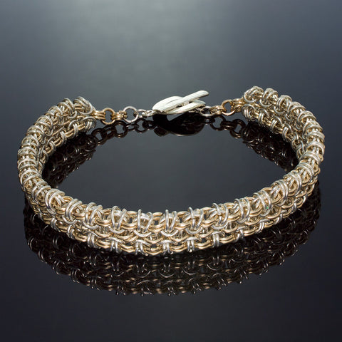 Silver and Gold Chain Maille Bracelet