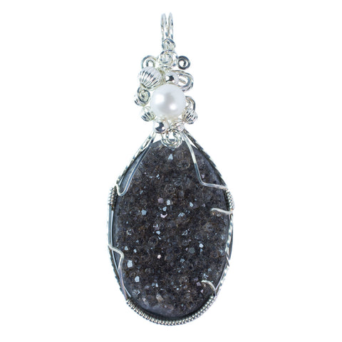 Petrified Wood Drusy with Pearl